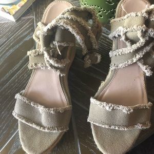 Candie’s Wedge Sandals, Taupe. Worn twice!